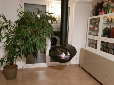Ceiling mounted fireplace bioethanol