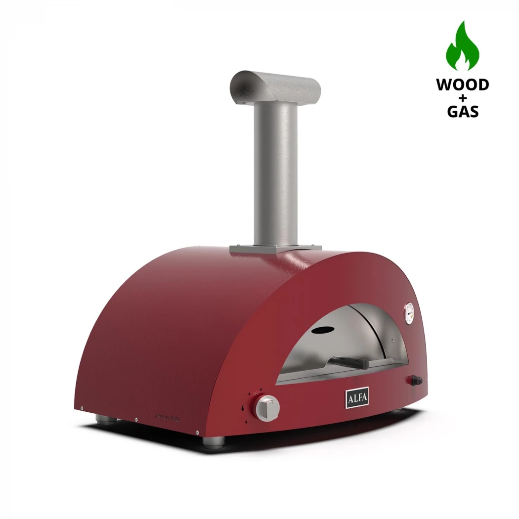 Moderno 2 Pizzen Rot Hybrid Pizzaofen Alfa Forni  | Ethanolkamin-shop.at | Outdoor Pizza Oven