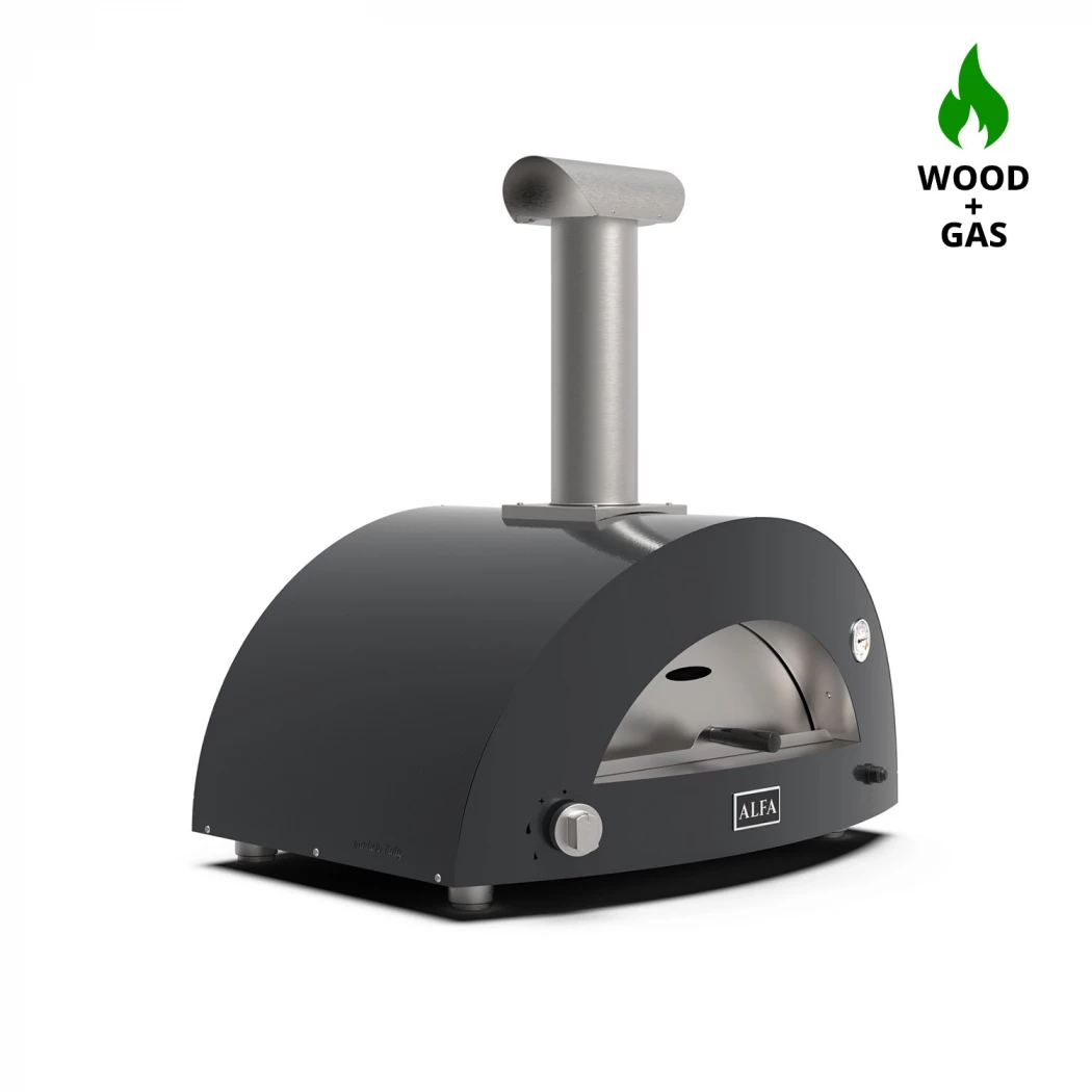 Moderno 2 Pizzen Grau Hybrid Pizzaofen Alfa Forni  | Ethanolkamin-shop.at | Outdoor Pizza Oven