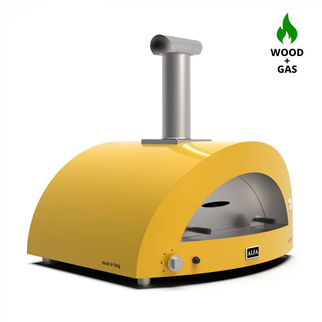 Moderno 5 Pizzen Gelb Hybrid Pizzaofen Alfa Forni  | Ethanolkamin-shop.at | Outdoor Pizza Oven