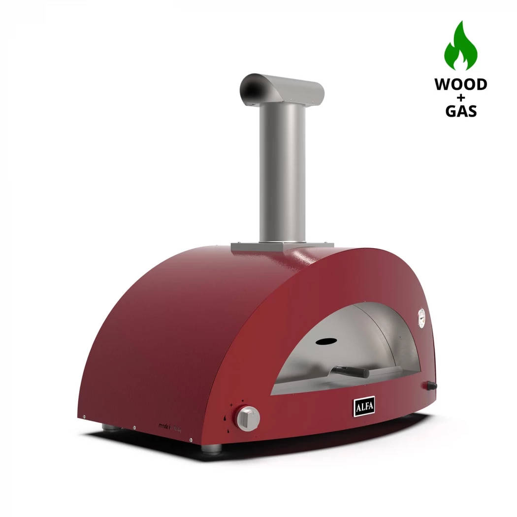 Moderno 3 Pizzen Rot Hybrid Pizzaofen Alfa Forni  | Ethanolkamin-shop.at | Outdoor Pizza Oven