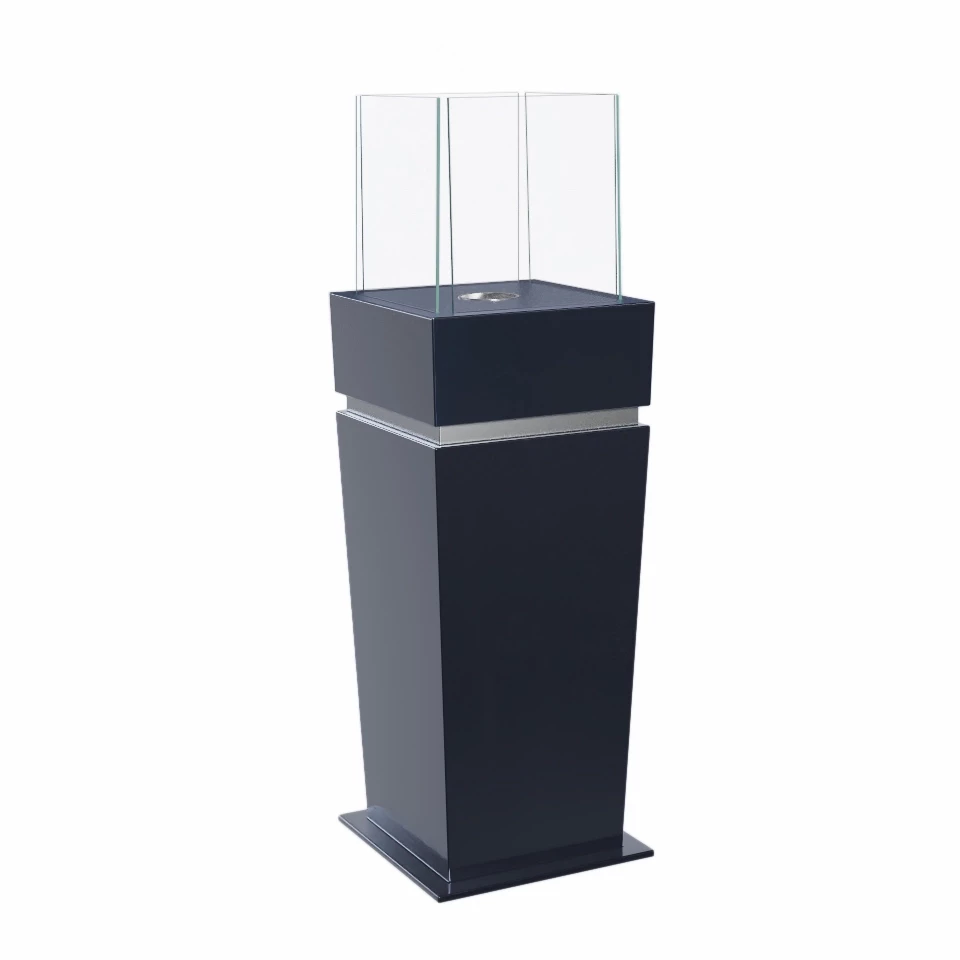 Boden Bio-Kamin mit Glas - Schwarz ScandiFlames  | Ethanolkamin-shop.at | Freistehender Ethanol Kamin für den Außenbereich , Freistehender Ethanol Kamin