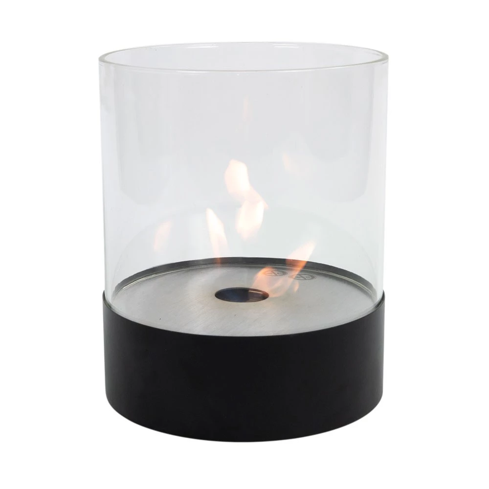 Runder Tisch Kamin mit Glas - schwarz ScandiFlames  | Ethanolkamin-shop.at | Bioethanol Tischkamin