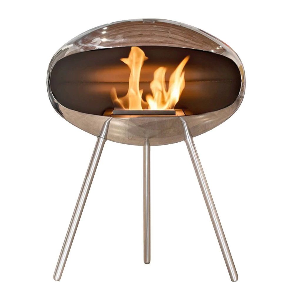 Cocoon Terra - Stahl poliert Cocoon Fires  | Ethanolkamin-shop.at | Freistehender Ethanol Kamin