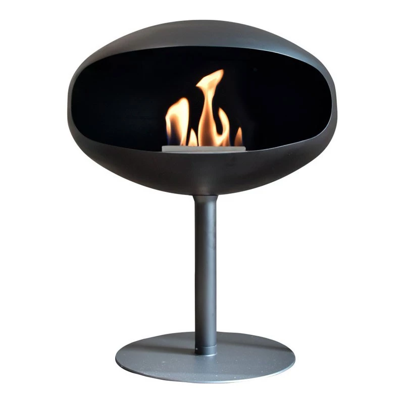 Cocoon Pedestal mit schwarzem Sockel - Schwarz Cocoon Fires  | Ethanolkamin-shop.at | Freistehender Ethanol Kamin