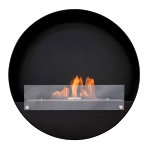 Einzigartiger schwarzer runder Bioethanol-Wandkamin - 80 cm
