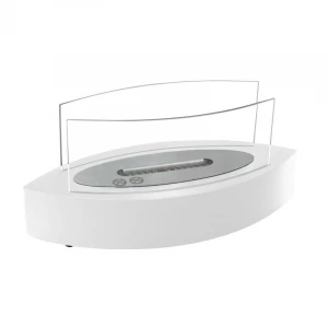 Ovaler Tisch Bio-Kamin - weiß