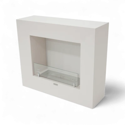 MILANO Bio-Kamin – Cremeweiß Wandmodell mit Glas, 5 kW MILANO Bioethanol Kamin – Cremeweiß